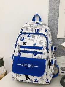 Kids Letter Embroidered Functional Backpack