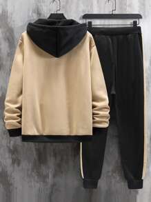 Manfinity Hypemode Men Letter Graphic Drawstring Hoodie & Joggers - Multicolor - View 2