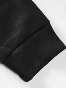 Manfinity Hombres Sudadera con estampado de letra & Pantalones deportivos de cintura con cordón - Negro - Ver 5