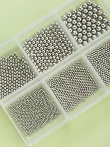6格组合套装美甲装饰带钢珠DIY指甲饰品美甲宝石美甲用品指甲 - 銀色 - 查看 2