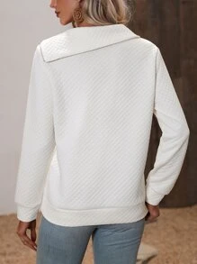 SHEIN LUNE Solid Quarter Zipper Sweatshirt - Apricot - View 2