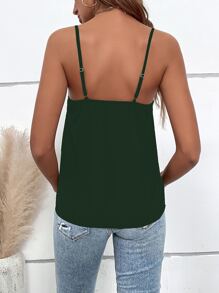 SHEIN VCAY Top de tirantes con lentejuela en contraste - Verde Oscuro - Ver 2