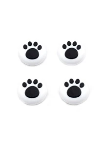 4pcs Paw Design Silicone Button Cover Compatible With PS4/PS5 - Black and White - View 2