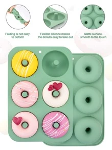SHEIN Basic living 1pc Silicone Donut Mold, Green Cake Mold For Baking - Green - View 7