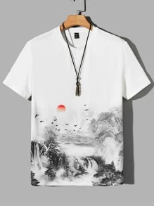 Manfinity VCAY Men Landscape Print Tee - White - View 1
