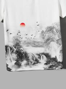 Manfinity VCAY Men Landscape Print Tee - White - View 3