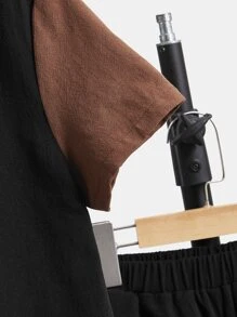 SHEIN Chicos de color combinado Camisa & Shorts - Negro - Ver 3