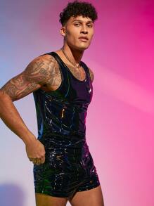 FeverCity Men Hologram Tank Top - Black - View 3