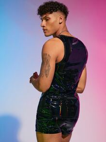 FeverCity Men Hologram Tank Top - Black - View 2