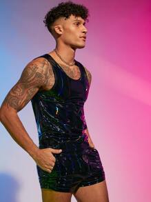 FeverCity Men Hologram Tank Top - Black - View 6