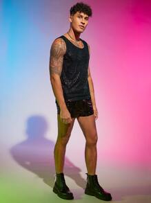 Manfinity RebelGame Men Sequin Tank Top - Multicolor - View 3