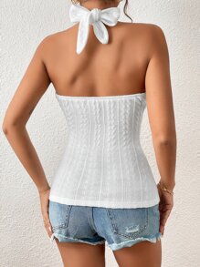 Chiquease Solid Backless Halter Top