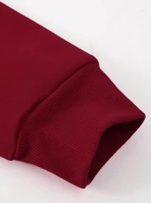 Manfinity Homme 男士鬆身暖味字印花連帽衫,帶有袋鼠口袋和鬆緊帶 - 酒紅色 - 查看 3