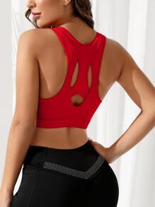 Cut Out Racerback Sports Bra - Red - View 1
