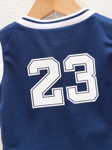 SHEIN Young Boy Letter Graphic Tank Top & Track Shorts, School, Campus, College Summer Holiday