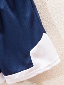 SHEIN Young Boy Letter Graphic Tank Top & Track Shorts, School, Campus, College Summer Holiday