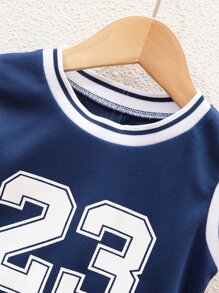 SHEIN Young Boy Letter Graphic Tank Top & Track Shorts, School, Campus, College Summer Holiday