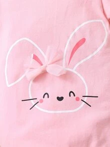 Rompers Em bé Xù viền lá sen Hoạt hình - Hồng - Xem 5