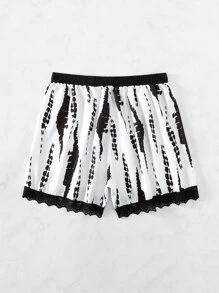 Bottom de bikini de tie dye ribete con encaje - Blanco y Negro - Ver 2