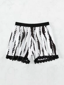 Bottom de bikini de tie dye ribete con encaje - Blanco y Negro - Ver 3