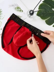 Calzoncillos sexy con cinta con letras para hombre - Rojo - Ver 7