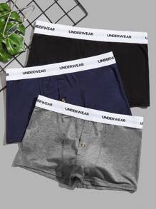 Men 3pcs Letter Tape Waist Boxer Brief - Multicolor - View 1