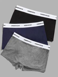 Men 3pcs Letter Tape Waist Boxer Brief - Multicolor - View 2