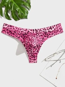 Tanga sexy con estampado de leopardo para hombres - Rosa - Ver 1