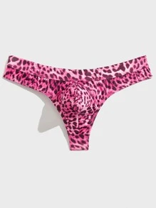 Tanga sexy con estampado de leopardo para hombres - Rosa - Ver 3