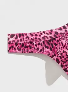 Tanga sexy con estampado de leopardo para hombres - Rosa - Ver 4