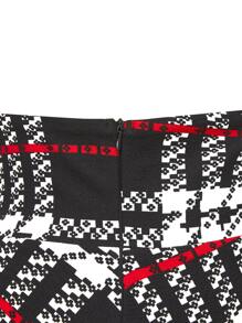 Flirla Plus Plaid Print Pinafore Skirt - Multicolor - View 5