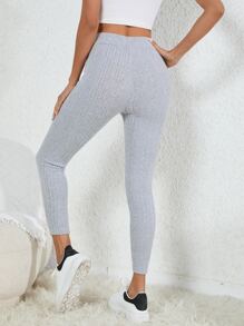 SHEIN Essnce Solid V Waist Cropped Leggings - Grey - View 2