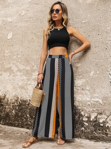 SHEIN LUNE Pantalones de pierna ancha con estampado de lunares - Multicolor - Ver 5