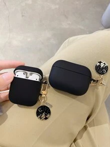 極簡主義鋁合金星空月亮設計TPU保護殼套，適用於 Apple Earphones，兼容 Airpods1/2 和 AirPods Pro - 黑色 - 查看 1