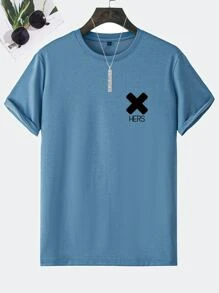 Manfinity Homme Hombres Camiseta con estampado de letra