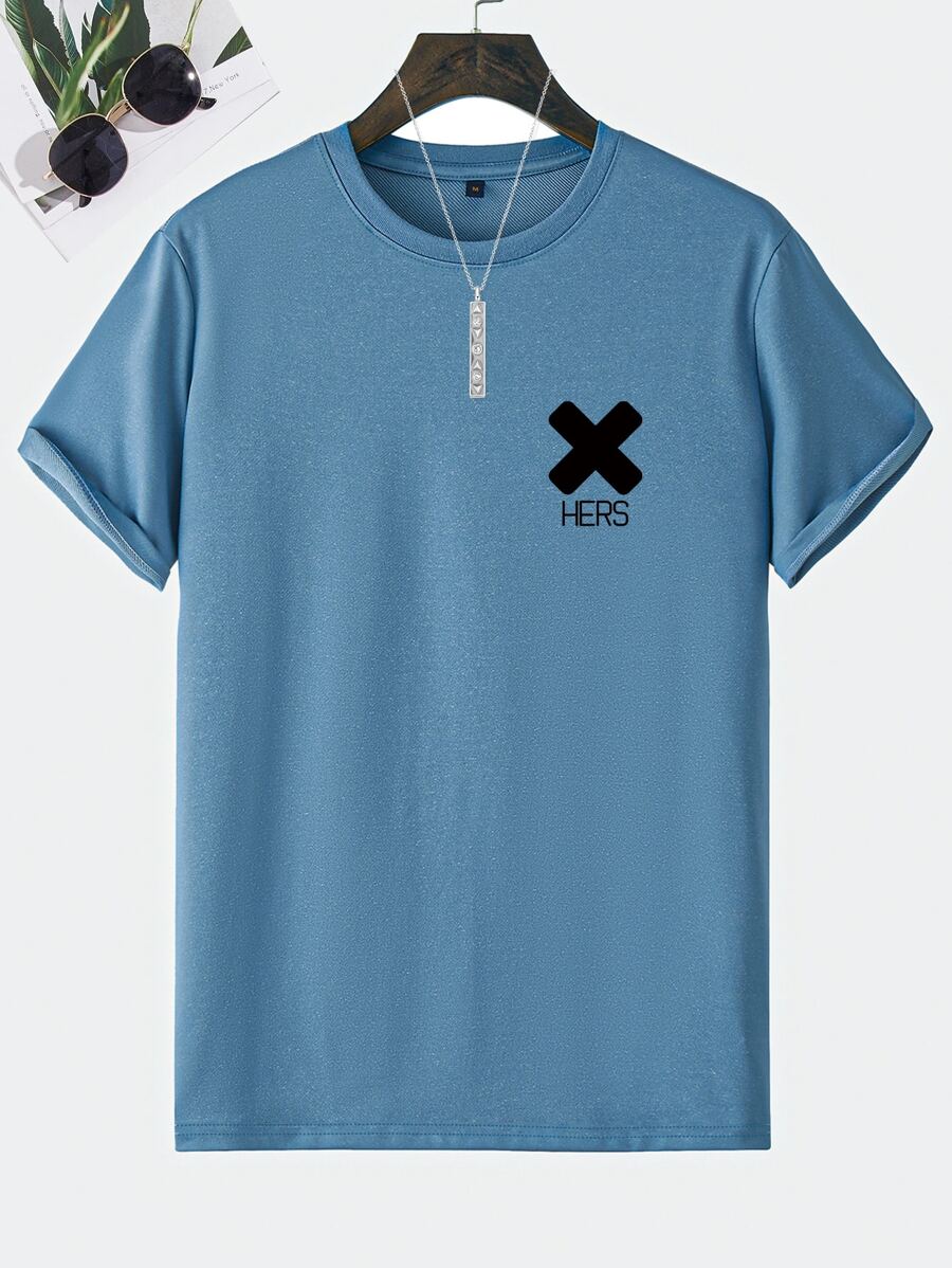 Manfinity Homme Hombres Camiseta con estampado de letra