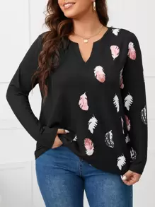SHEIN LUNE Áo thun Plus size Đồ họa Giải trí - màu đen - Xem 1