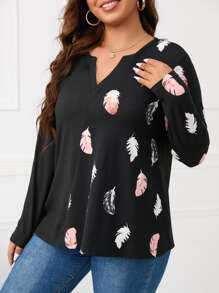 SHEIN LUNE Áo thun Plus size Đồ họa Giải trí - màu đen - Xem 3