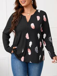 SHEIN LUNE Áo thun Plus size Đồ họa Giải trí - màu đen - Xem 5