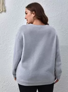 SHEIN LUNE Sudadera con encaje en contraste de hombros caídos