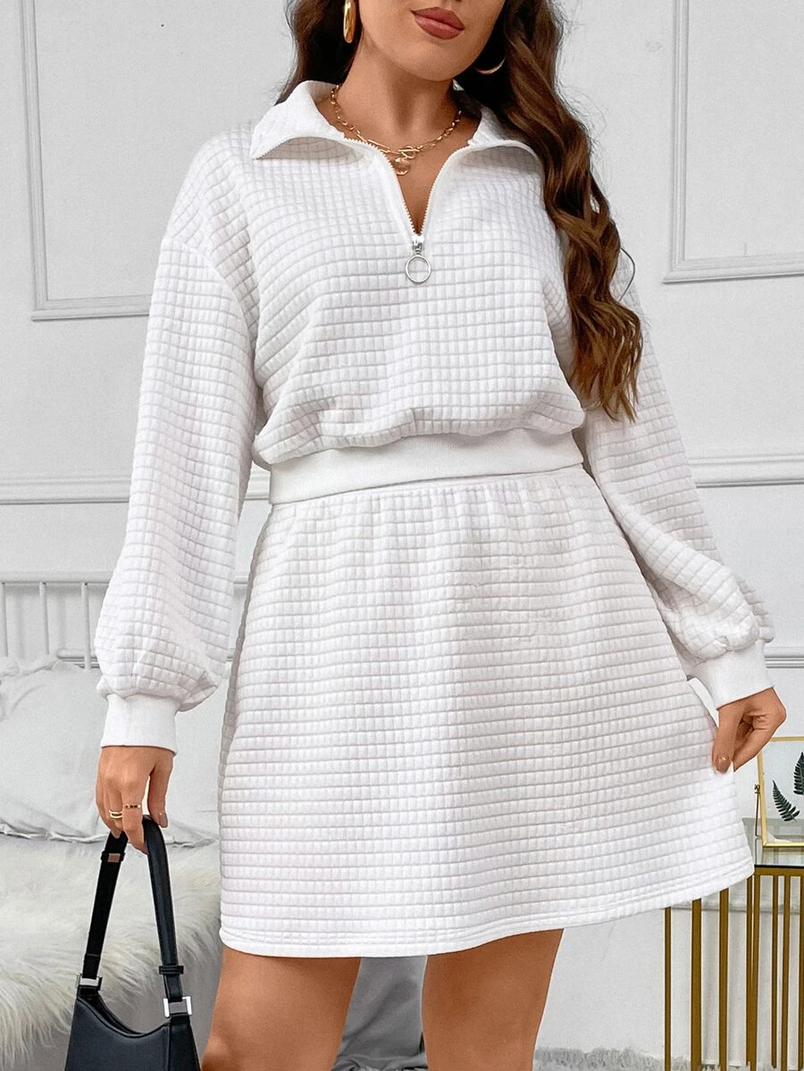 Calvaya Falda con sudadera de hombros caídos con cremallera media