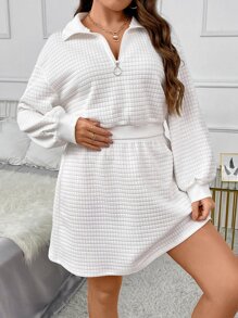 Calvaya Falda con sudadera de hombros caídos con cremallera media