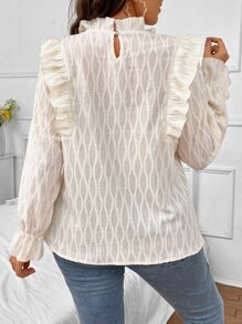 SHEIN Franclia Plus Ruffle Trim Flounce Sleeve Ruffle Trim Blouse - Apricot - View 2