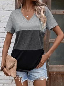 SHEIN LUNE Áo thun nữ Xù Khối Màu Giải trí - Nhiều màu - Xem 6