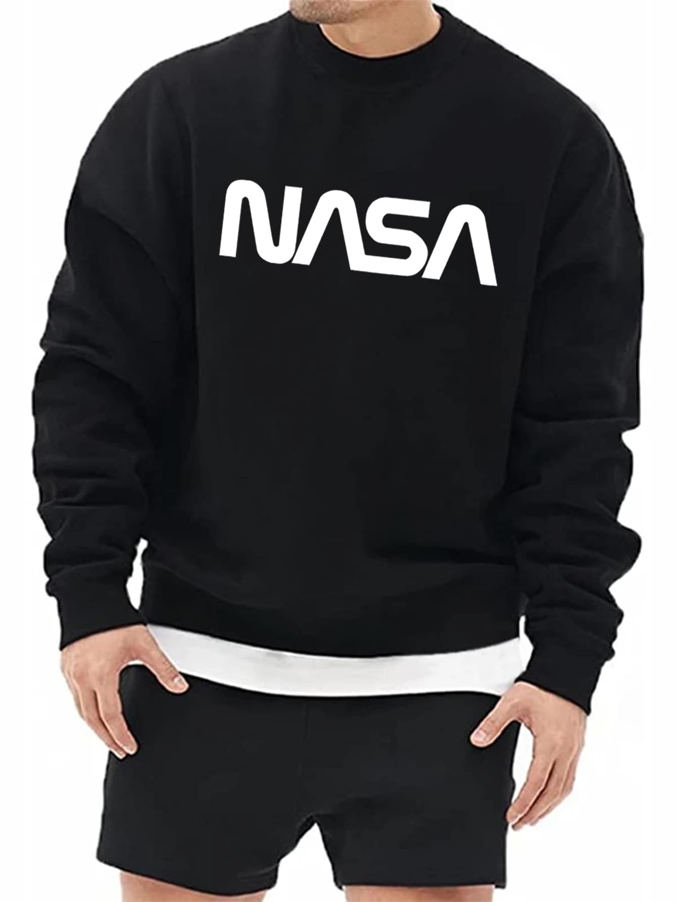 Manfinity Fitness Boyfriend Style Men Letter Graphic Sports Sweatshirt Boyfriend Style Men Sweatshirt - Black - View 1