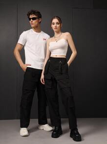 Manfinity 1pc Flap Pocket Cargo Trousers - Black - View 3