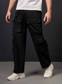 Manfinity 1pc Flap Pocket Cargo Trousers - Black - View 10