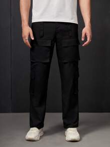 Manfinity 1pc Flap Pocket Cargo Trousers - Black - View 11