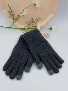 毛絨襯裡手套 - 深灰色 - 查看 1