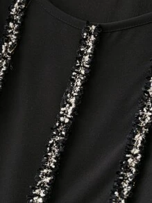 SHEIN Holidaya Plus Contrast Tape Smock Dress - Black - View 4